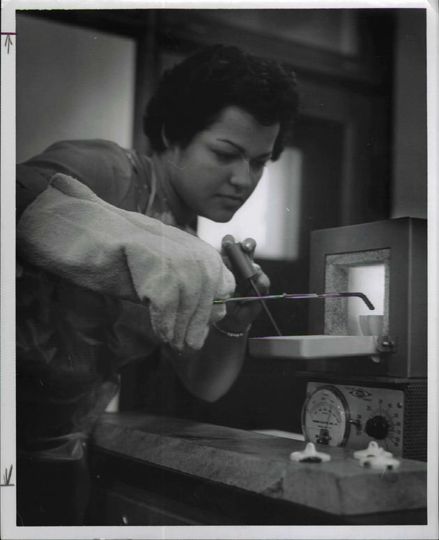 Student Margaret Pla in Chemistry class